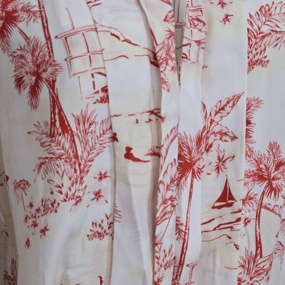 FRAME Silk Dress Womens Size XS Long Sleeve Mini Tropical Toile Ivory/Cream/Red - Picture 6 of 13